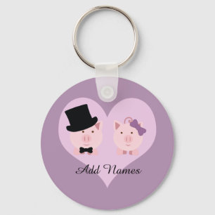 Cute Pig Couple Keychain