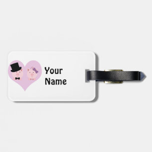 Cute Pig Couple Luggage Tag