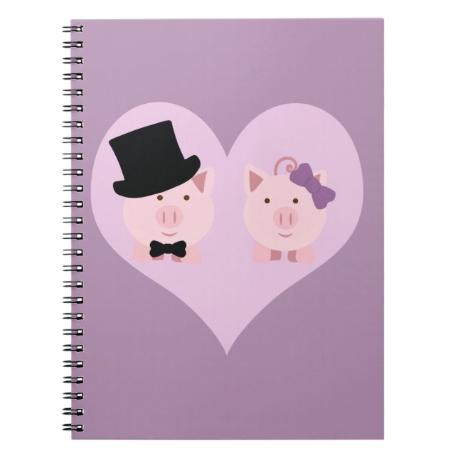 Cute Pig Couple Notebook (Front)