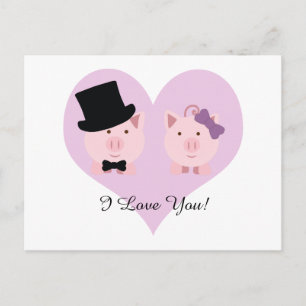 Cute Pig Couple Postcard