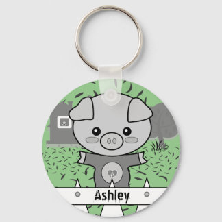 Cute Pig Custom Name & Initial Keychain