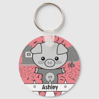 Cute Pig Custom Name & Initial Keychain
