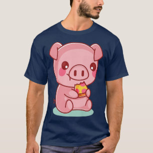 Cute Pig Eating Pizza  Funny Foodie Tee Kids 