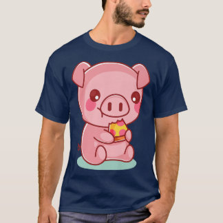 Cute Pig Eating Pizza Funny Foodie Tee Kids