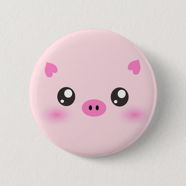 Cute Pig Face - kawaii minimalism 2 Inch Round Button (Front)