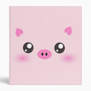 Cute Pig Face - kawaii minimalism Binder