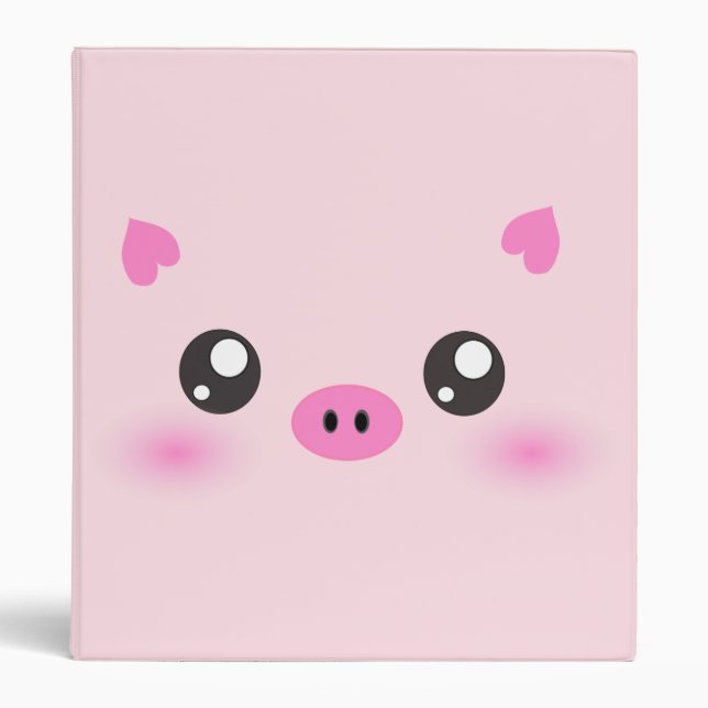Cute Pig Face - kawaii minimalism Binder (Front)