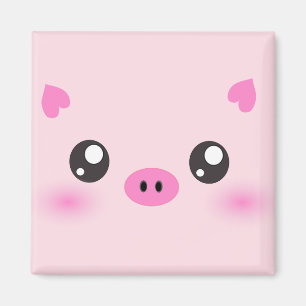 Cute Pig Face - kawaii minimalism Magnet