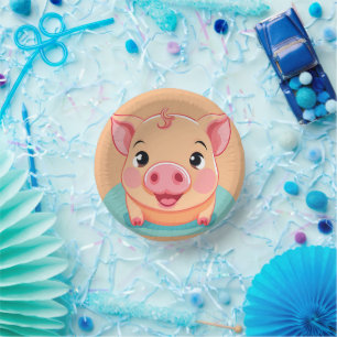 Cute Pig Face safari Wild jungle Birthday Party Paper Plate