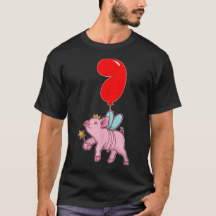 Cute Pig Fairy7th BirthdayKids Balloon Party T-Shirt