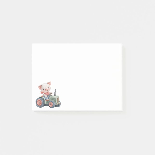 Cute Pig Farm Animal Tractor Post-it Notes (Front)
