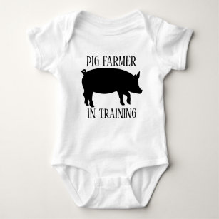 cute pig farmer in training baby bodysuit