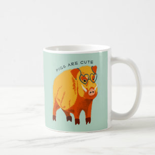 Cute Pig - Geek Boar With Glasses Coffee Mug