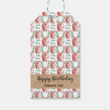 Cute Pig Gift Tags Farm Animal Birthday & Holiday