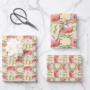Cute Pig Gift Tags  Farm Animal Birthday & Holiday Wrapping Paper Sheet