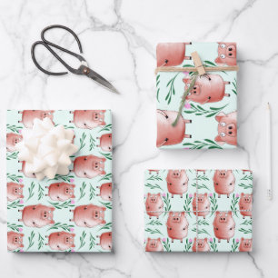 Cute Pig Gift Tags  Farm Animal Birthday & Holiday Wrapping Paper Sheet