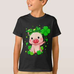 Cute Pig Holding Shamrock St Patricks Day Kids T-Shirt
