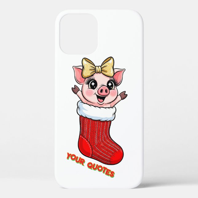 Cute Pig in Christmas Stocking Case-Mate iPhone Case (Back)