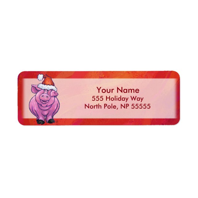 Cute Pig in Santa Hat on Red (Front)