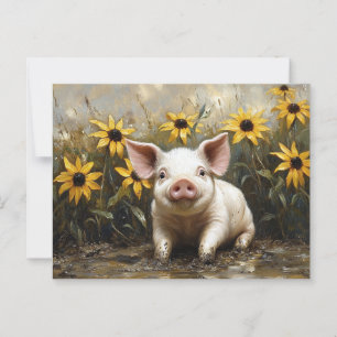 Cute Pig in the Mud Postcard