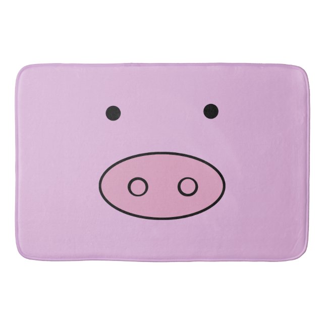 Cute Pig, Little Pig, Piggy, Pink Pig, Farm Animal Bath Mat (Front)