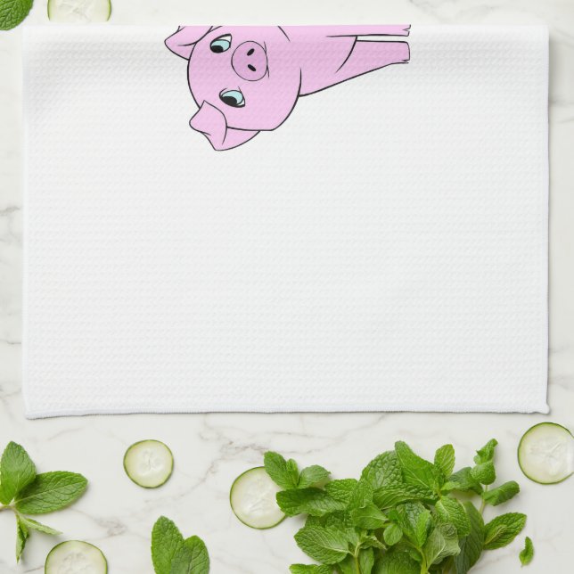 Cute Pig, Little Pig, Piggy, Pink Pig, Farm Animal Kitchen Towel (Folded)
