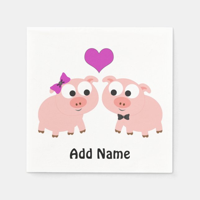 Cute Pig Love Napkin (Front)