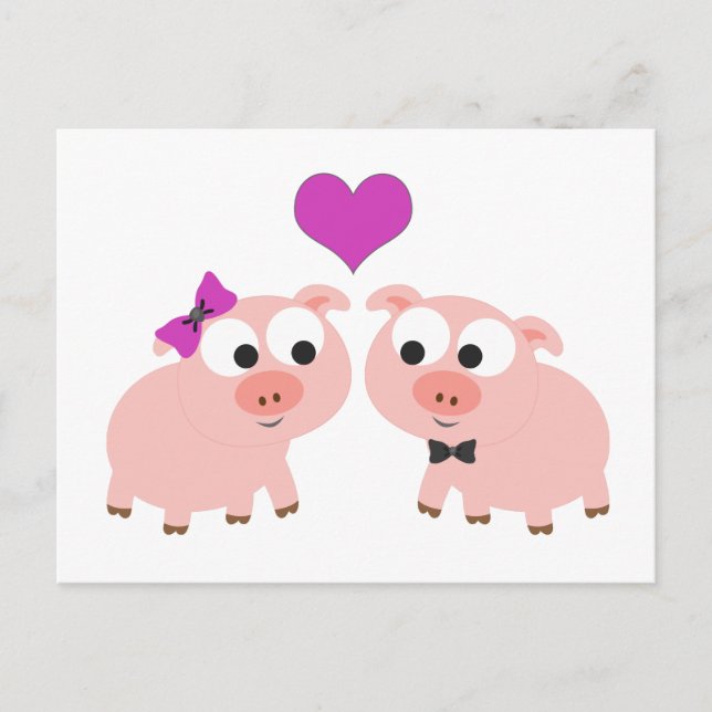 Cute Pig Love Postcard (Front)