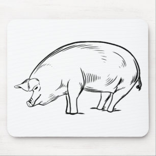 Cute Pig Lover Farmer Country Farm Girl Cartoon Mouse Pad