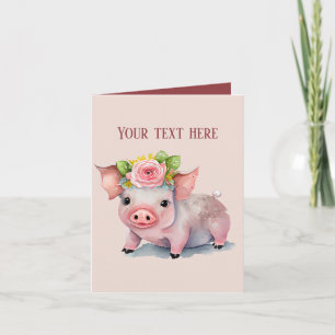 Cute pig lovers add message card