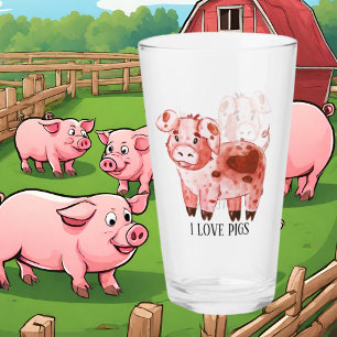 cute pig lovers add name glass