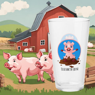 cute pig lovers add name Glass