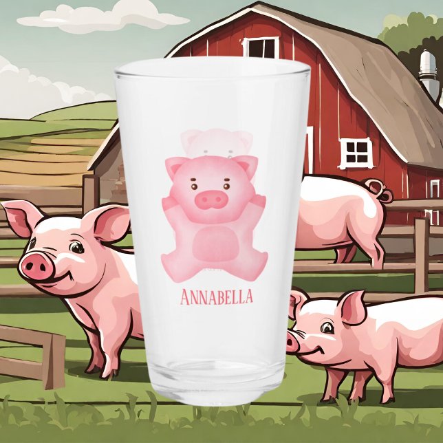 cute pig lovers add name glass (Creator Uploaded)