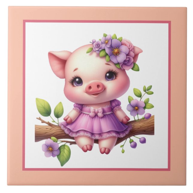 Cute pig lovers Country Tile (Front)
