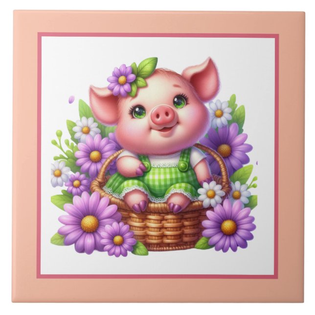 Cute pig lovers Country  Tile (Front)