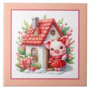 Cute pig lovers Country  Tile