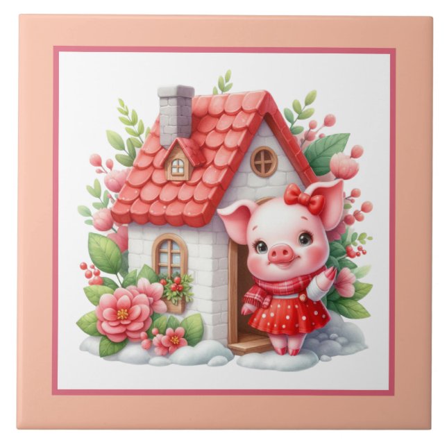 Cute pig lovers Country  Tile (Front)