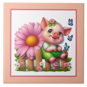 Cute pig lovers Country  Tile