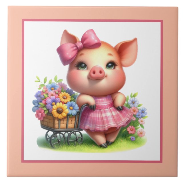 Cute pig lovers Country  Tile (Front)