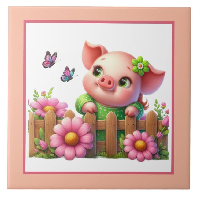 Cute pig lovers Country  Tile (Front)
