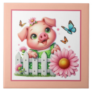 Cute pig lovers Country  Tile