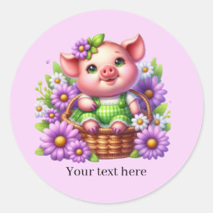 Cute pig lovers customizable classic round sticker