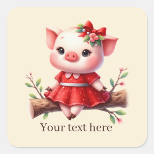 Cute pig lovers customizable Square Sticker