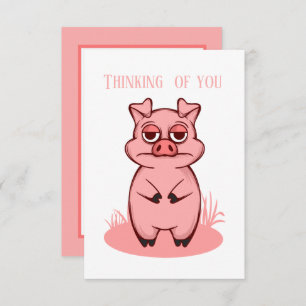 cute pig lovers thinking you add sentiment card