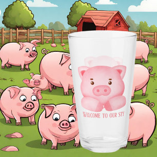 cute pig lovers welcome sty add text glass
