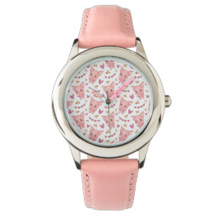 Cute Pig Pattern With Hearts Watch