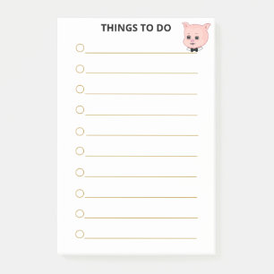 Cute Pig Personalized Things To Do Post-it Notes