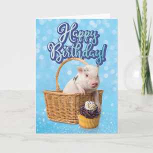 Cute Pig Pigging Out Birthday Card