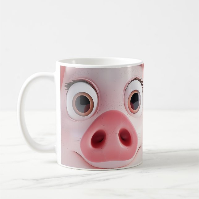 Cute Pig  Pink Nose Animal Face Coffee Mug (Left)