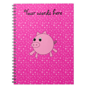 Cute pig pink stars notebook